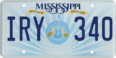 MS license plate IRY340