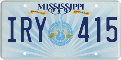 MS license plate IRY415