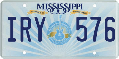 MS license plate IRY576