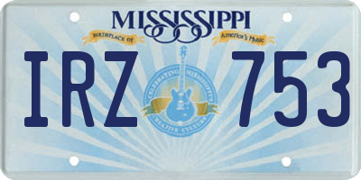 MS license plate IRZ753