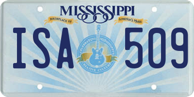 MS license plate ISA509
