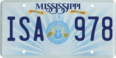 MS license plate ISA978