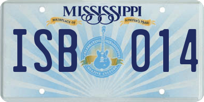 MS license plate ISB014