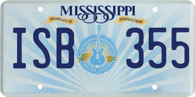 MS license plate ISB355