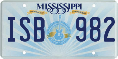 MS license plate ISB982