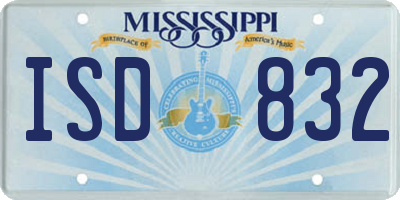 MS license plate ISD832