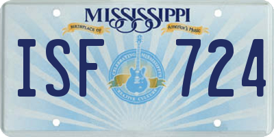 MS license plate ISF724