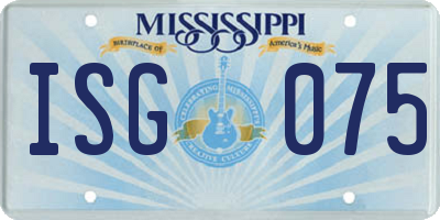 MS license plate ISG075