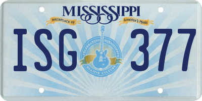 MS license plate ISG377