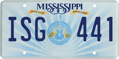 MS license plate ISG441