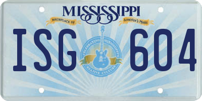 MS license plate ISG604