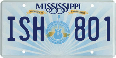 MS license plate ISH801