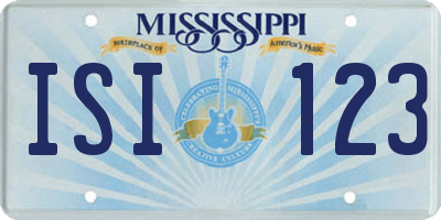 MS license plate ISI123