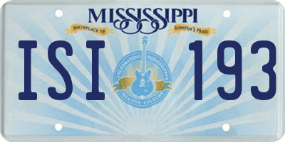 MS license plate ISI193