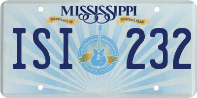 MS license plate ISI232