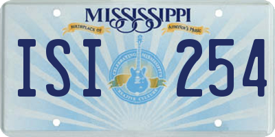 MS license plate ISI254