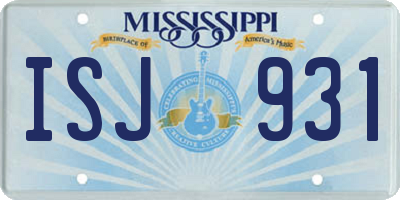 MS license plate ISJ931