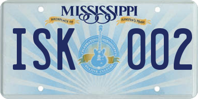 MS license plate ISK002