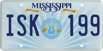 MS license plate ISK199