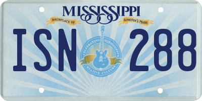 MS license plate ISN288