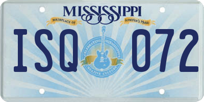 MS license plate ISQ072