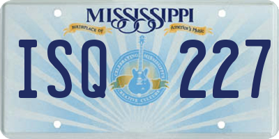 MS license plate ISQ227