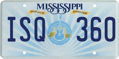 MS license plate ISQ360