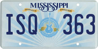 MS license plate ISQ363
