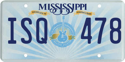 MS license plate ISQ478
