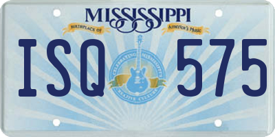 MS license plate ISQ575