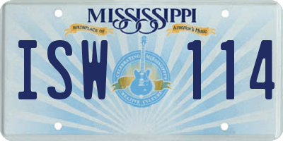 MS license plate ISW114