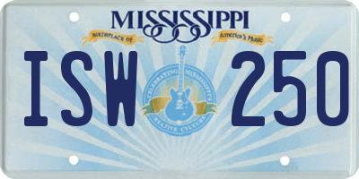 MS license plate ISW250