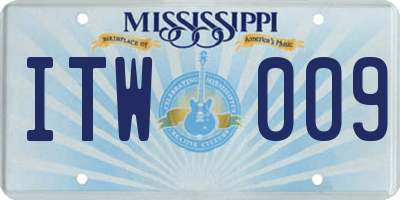 MS license plate ITW009