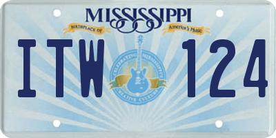 MS license plate ITW124