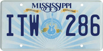 MS license plate ITW286