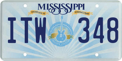 MS license plate ITW348