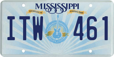 MS license plate ITW461