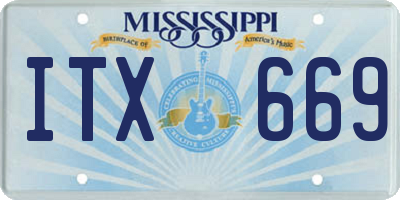 MS license plate ITX669