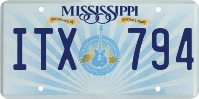 MS license plate ITX794