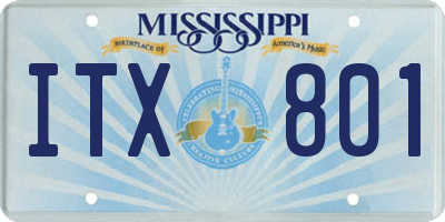 MS license plate ITX801