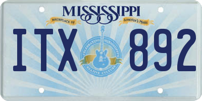 MS license plate ITX892