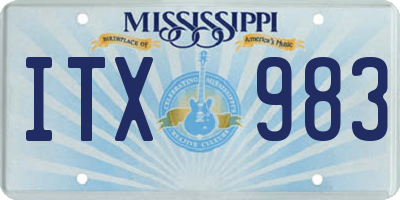 MS license plate ITX983