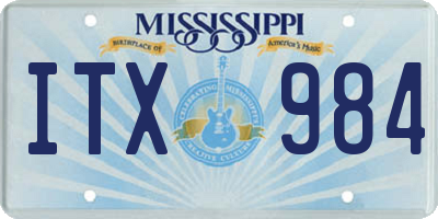 MS license plate ITX984