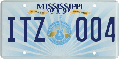 MS license plate ITZ004