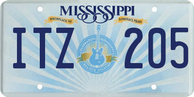 MS license plate ITZ205