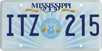 MS license plate ITZ215