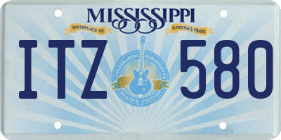 MS license plate ITZ580