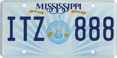 MS license plate ITZ888