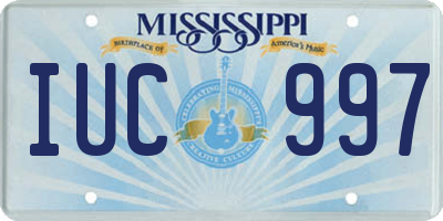 MS license plate IUC997
