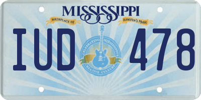 MS license plate IUD478